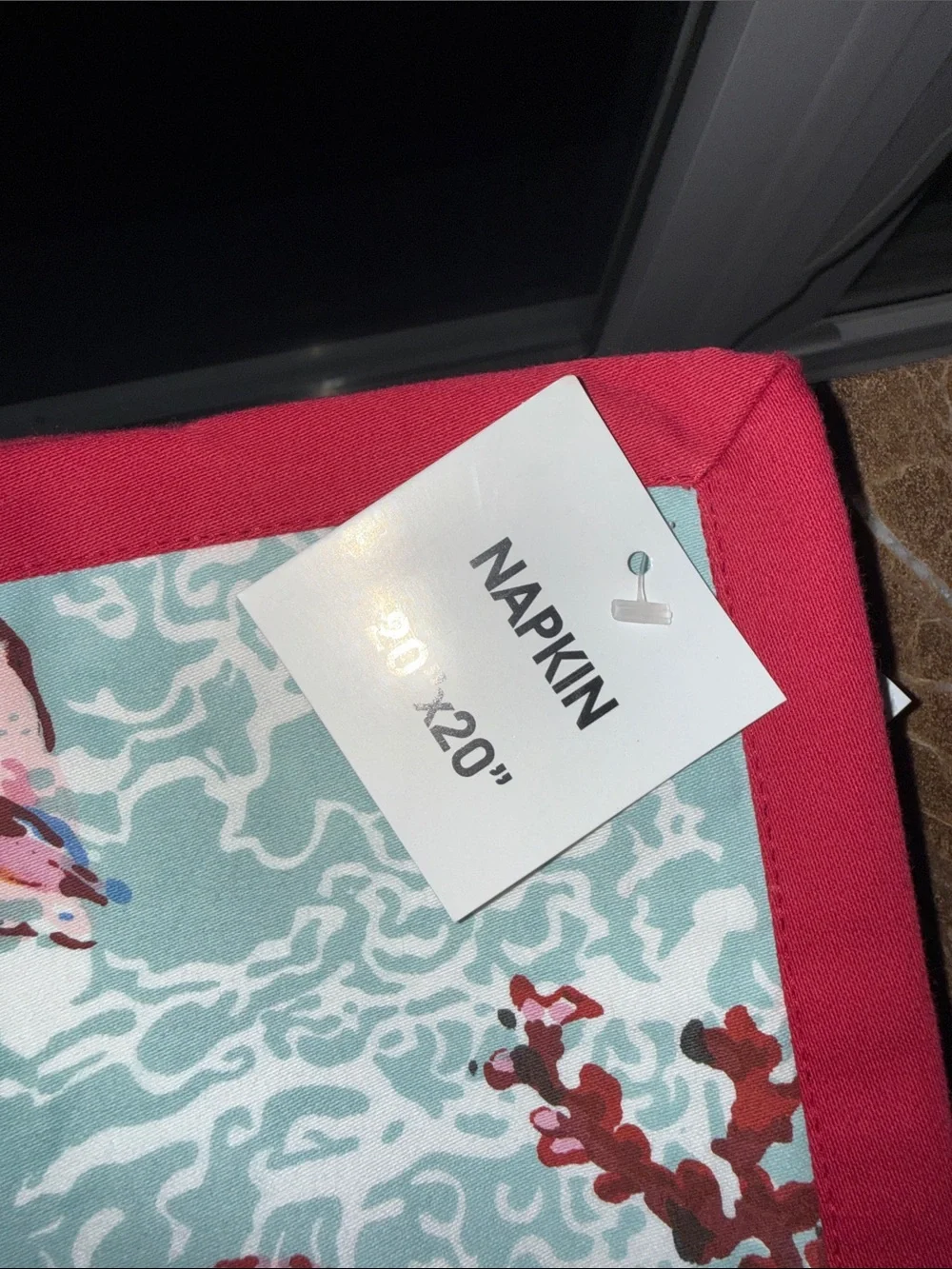 Ocean Coral Print Kitchen Towel Set with Red Trim